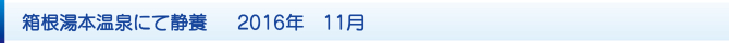 箱根湯本温泉にて静養 2016年 11月 箱根湯本温泉にて静養 2016年 11月