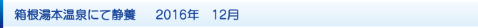 箱根湯本温泉にて静養 2016年 12月 箱根湯本温泉にて静養 2016年 12月