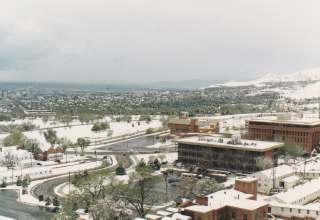 大学周辺の希少な雪景色